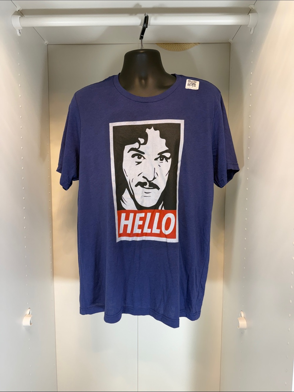 Bella Canvas Blue Short Sleeve Tee with Black & Red "HELLO" Graphic